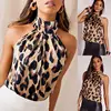 Women's Halter Top - Sleeveless Leopard Print Backless Tee Shirt
