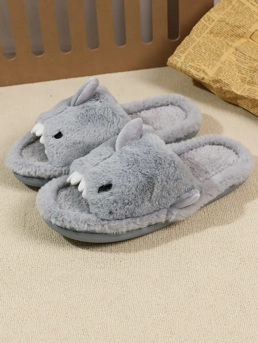 Men's Home Cotton Slippers Are Soft, Comfortable and Warm Indoor Fun Cartoon One Word Cotton Slippers — view 3
