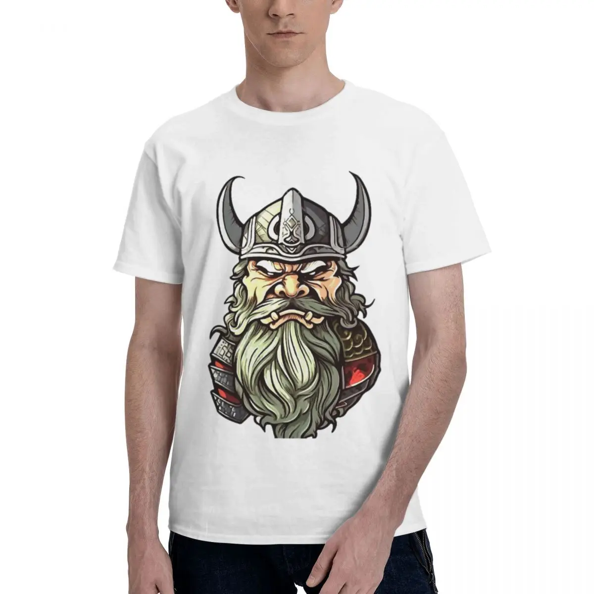 Cool Norse Warrior T-Shirt Men Clothing Viking Warrior Tops 100% Cotton