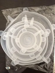 Reusable Silicone Stretch Lids for Fresh Food Storage and Preservation (Transparent 6Pcs)