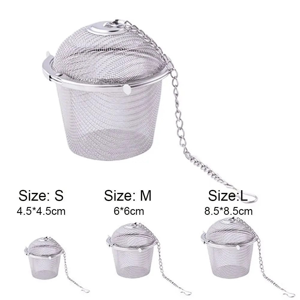 Durable Silver Reusable Stainless Mesh Herbal Ball Tea Spice Strainer Teakettle Locking Tea Filter Infuser Spice