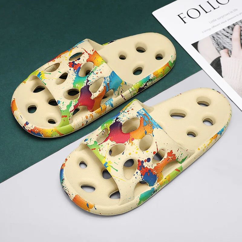 Pantofola da uomo con suola spessa, estiva, da spiaggia, per bagno, antiscivolo, sandali morbidi, semplicità, scarpa da lettera ultraleggera_voghion.com