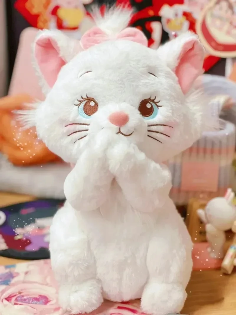 Hot 30-45cm Disney Marie Cat Plush Dolls The Aristocats Cartoon Sleepy Face Bow Plushies Doll Soft Stuffed Animals Pet Toys Girl 6