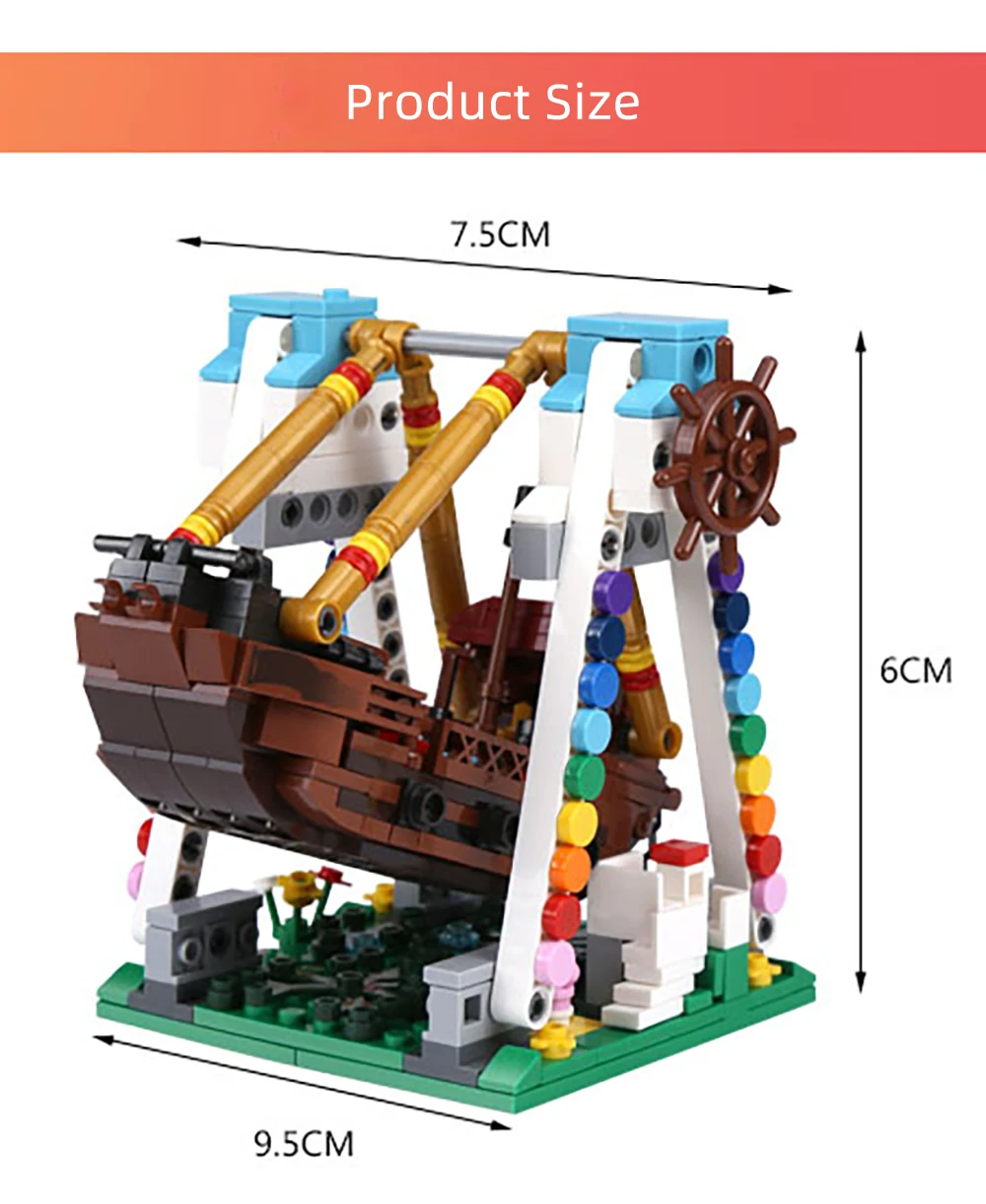 S5084a15868e24918a10c64977d2df420o Klocki do budowy targowe blokuje diabelski młyn zestaw duże wahadło statek piracki karuzela Park rozrywki z instrukcją montażu