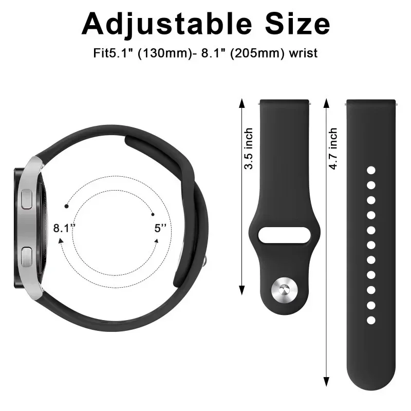 Versatile Silicone Strap for Smartwatches - Available in 18mm, 20mm, and 22mm Sizes