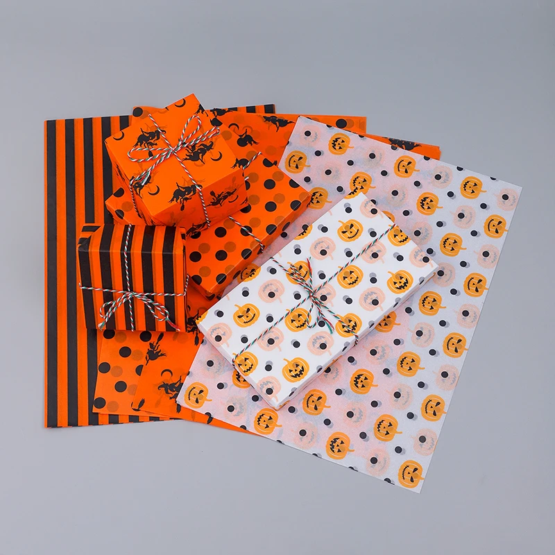 thumbnail image 2 of Halloween Tissue Paper - 96 Sheets Orange Purple Black White Wrapping Paper 14x20 Inch 2 of 14