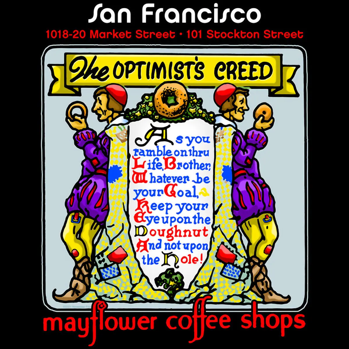 Mayflower Coffee T Shirt Optimists Creed Donut Great Death Donut Fun Nf544 Maniche Lunghe O Corte