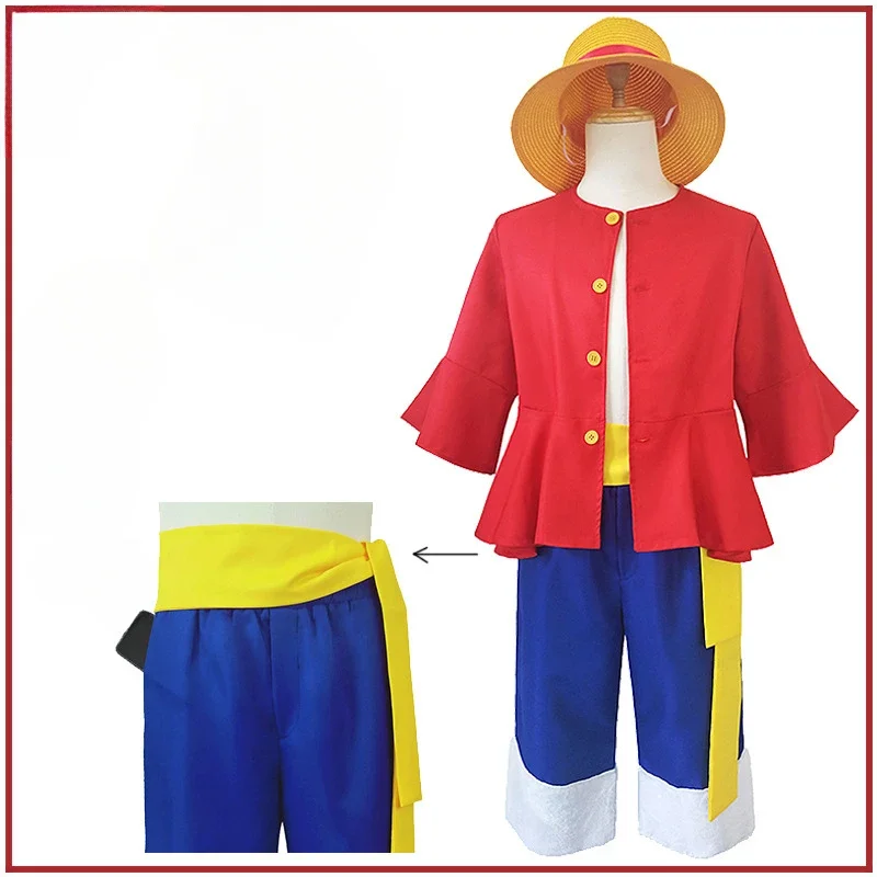 

Anime Luffy Cosplay Costume Straw Hat Red Jacket Halloween Carnival Party Costumes for Men Women Adult Children Anime Clothes