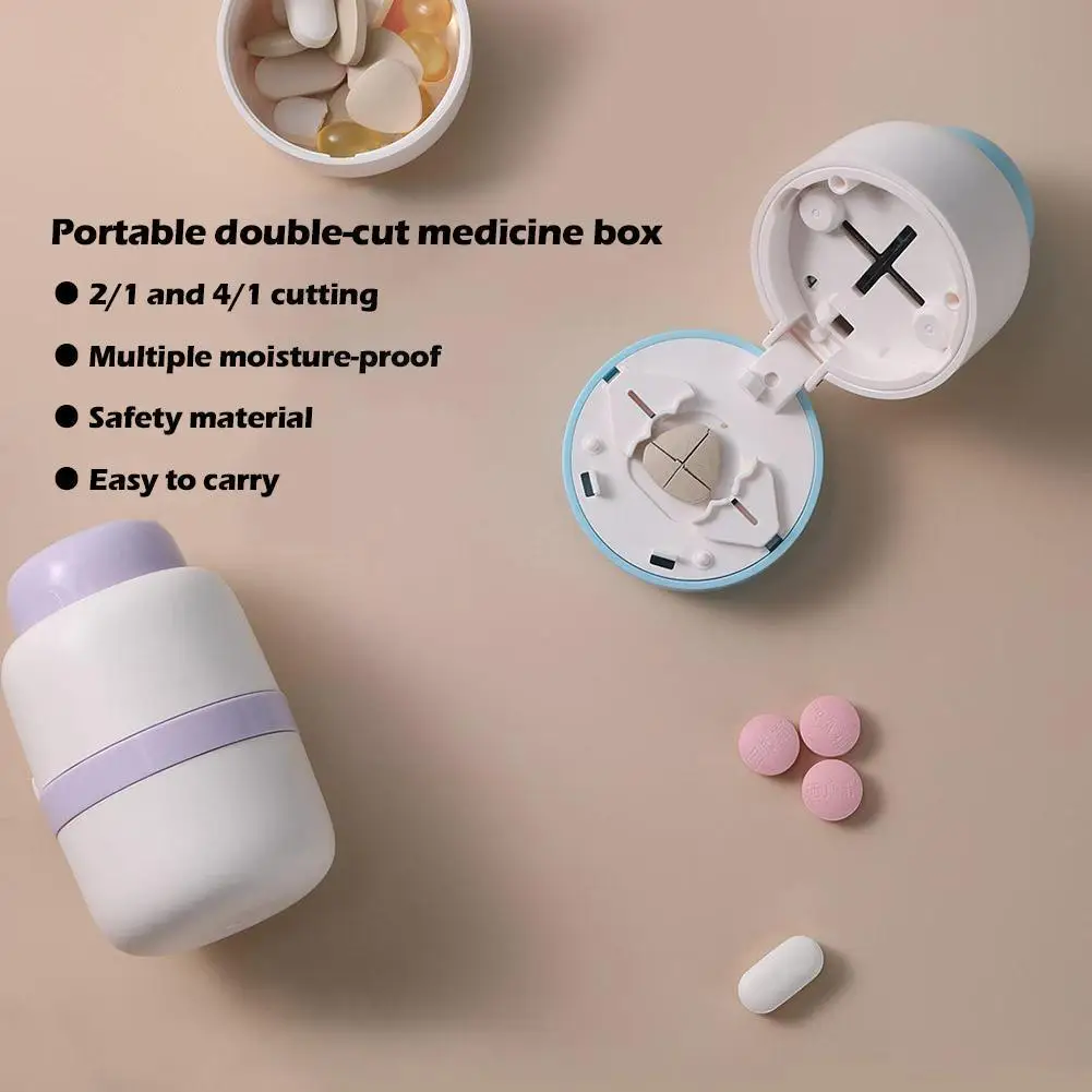 Portable2in1PillBoxWithPillCutterForCuttingSmallPillsOr
