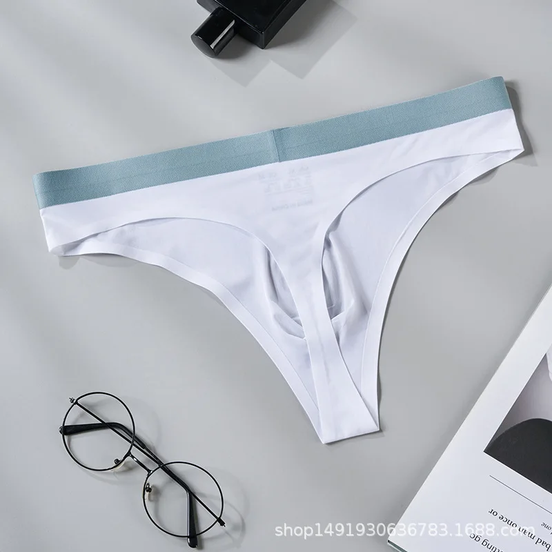 High-Quality Men's Ice Silk One-Piece Breathable Seamless Low-Waist Briefs Knitted Nylon Fabric Invisible Knickers