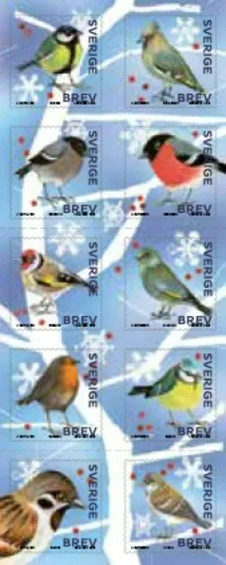 

10 PCS/Set, Swedish Post Stamp, 2018, Birds in Winter, Real Original, High Quaility, Good Condition Collection, MNH