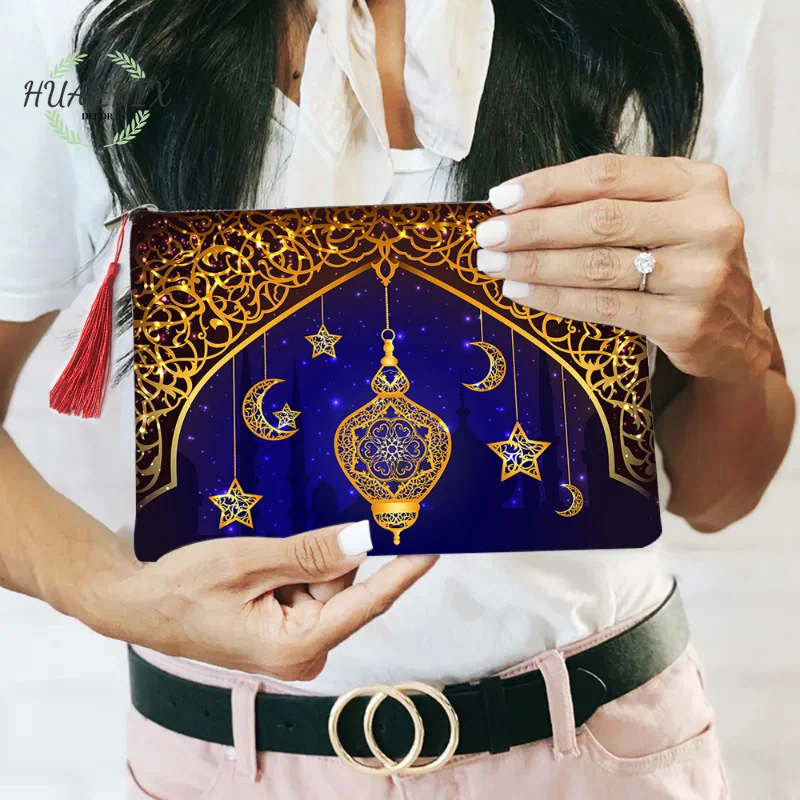 

Ramadan Kareem Makeup Bag Al Adha Happy Bairam Iftar Muslim Islamic Festival Party Decoration Present Gift Cosmetic Storage Bag