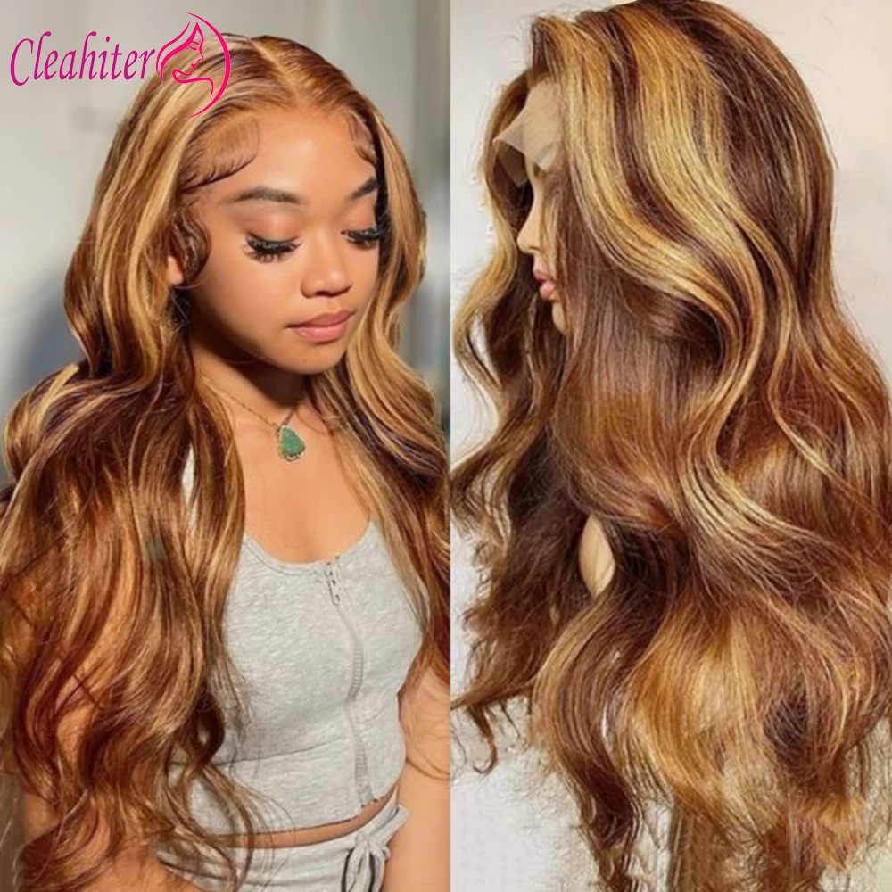 

180% Highlight Honey Blonde Lace Front Wigs Human Hair Pre Plucked 13x4 Hd Lace Front Wig Human Hair 4/27 Colored 180% Density