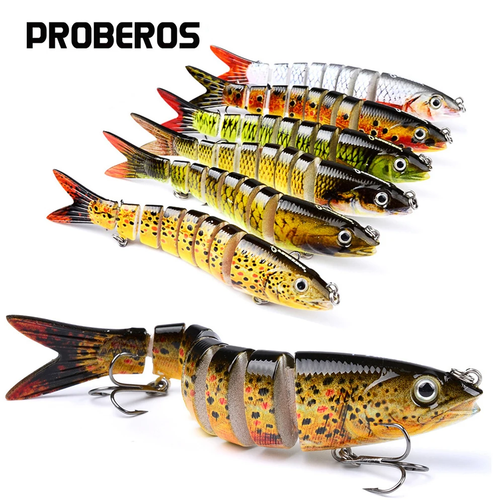Leurre Souple 3 Sections Multi-Jointed – Pour Brochet, Perche, Bass (10cm, Gris)