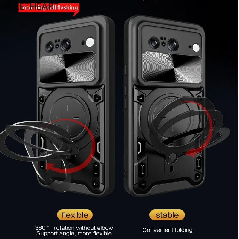 Coque rigide à absorption magnétique et antichoc pour objectif d'appareil photo Pixel 8, 8A, 8Pro, 9, 9ProXL_voghion.com