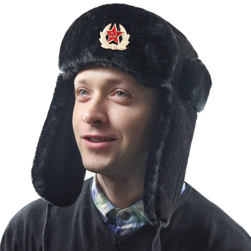 Ushanka-Russian-Fur-Hat-Soviet-Army-Trapper-Hat-Trooper-Earflap-Hat ...