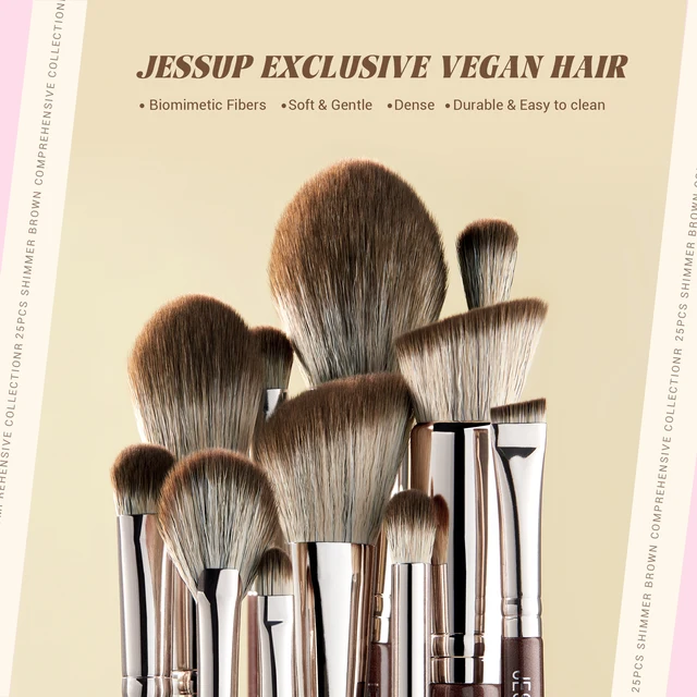 Jessup Makeup Brushes Set 15/25pcs Premium Synthetic Brown Make up Brushes Foundation Eyeshadow Concealer Blush Eyeliner, T511