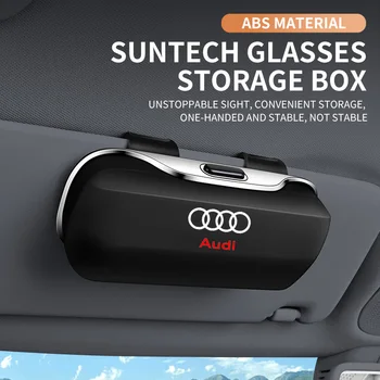 For Audi Logo Q3 Q5 Q7 Q8 A3 A4 A5 A6 A7 A8 Key Case Accessories Car Visor Sunglasses Car Glasses Case Glasses Holder Clip Box 1
