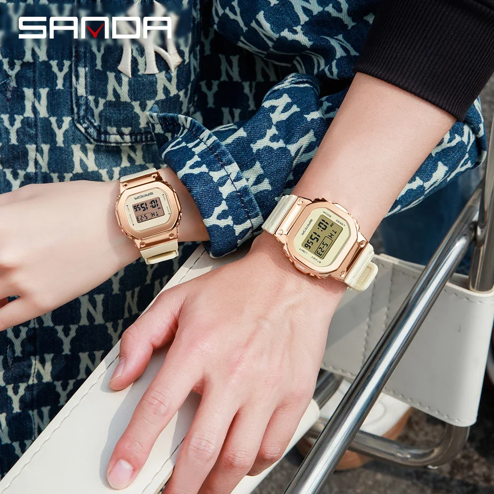 SANDA Men Sports Watches Lover's Gift Waterproof LED Digital Watch Small Square Couple Women Military Electron Wrist Watch 2126