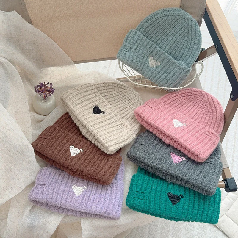 Gestrickte Mützen Hüte für Kinder Winter Warme Kinder Strickmützen Mützen Outdoor Winddicht Warm Jungen Mädchen Kapuzenmütze Ski Kalte Mütze