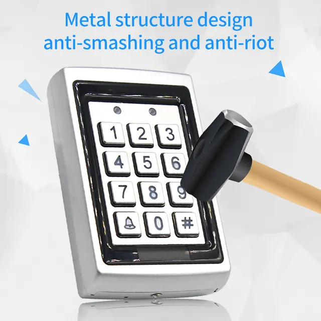 Metal Standalone Access Controller,Wiegand Output Keypad Zinc Alloy,Card Reader with 125Khz Card Rainproof Cover WG 26/34 Reader 2