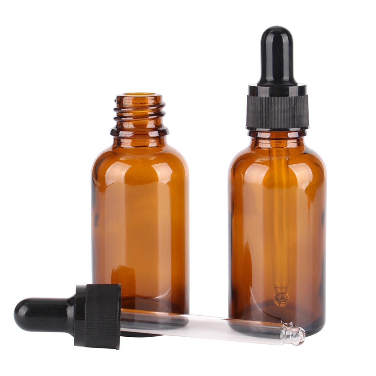 6/12/24pcs 5ml 10ml 15ml 20ml 30ml 50ml 100ml Amber Glass Dropper Bottles with Glass Pipette for Cosmetic Perfume Essential Oils 5