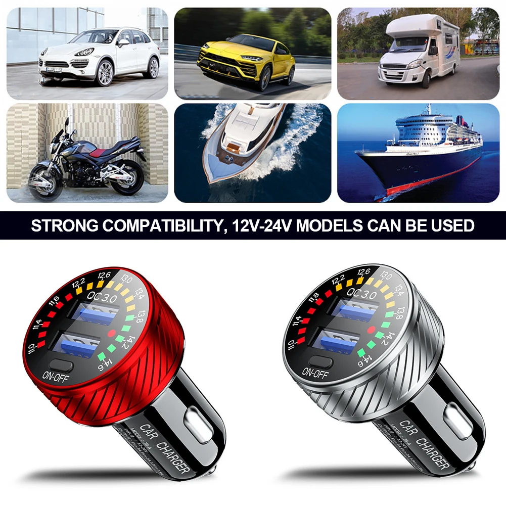 ڵ  QC 3.0 USB   18W   Ű Ʈ LED а, ON OFF ġ 12V- 24V 