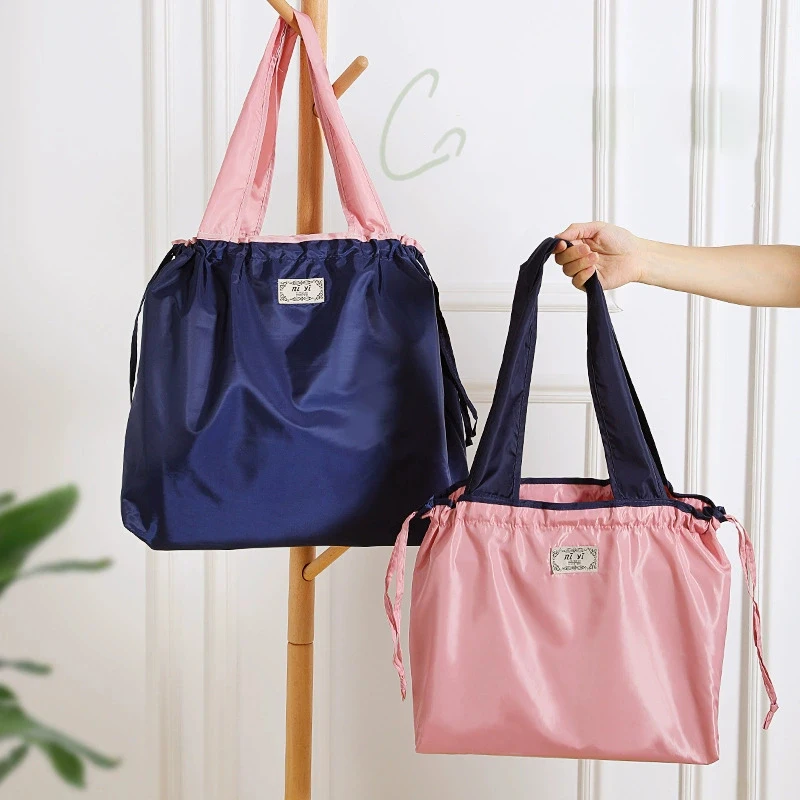 Drawstring Eco-Friendly Fashion Supermarket Shopping Bag Foldable Shopping Bag Reusable Waterproof Travel Grocery Bag