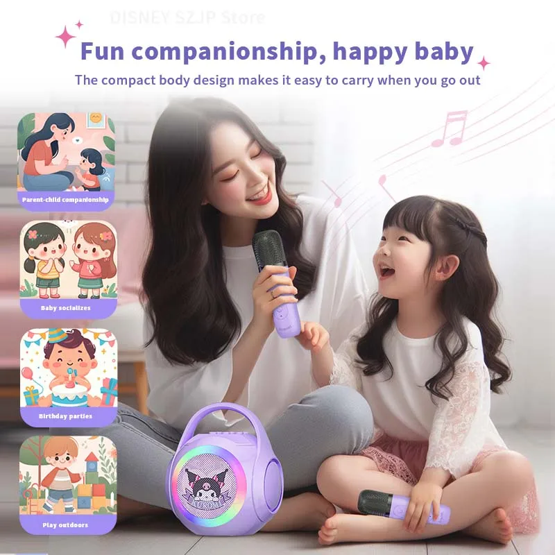 Sanrio Karaoke Bluetooth Speaker with Mic & LED Lights - Portable Family Singing Entertainment Gift