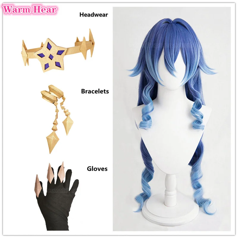 

New! Layla Cosplay Wig Long 100cm Blue Gradient Curly Hair Heat Resistant Synthetic Layla Halloween Wigs+ Wig Cap