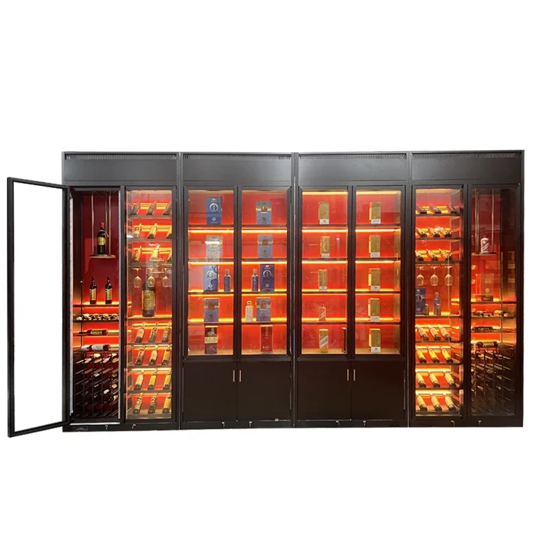 High-end stainless steel wine cabinet wine cellar villa constant temperature cabinet metal decoration