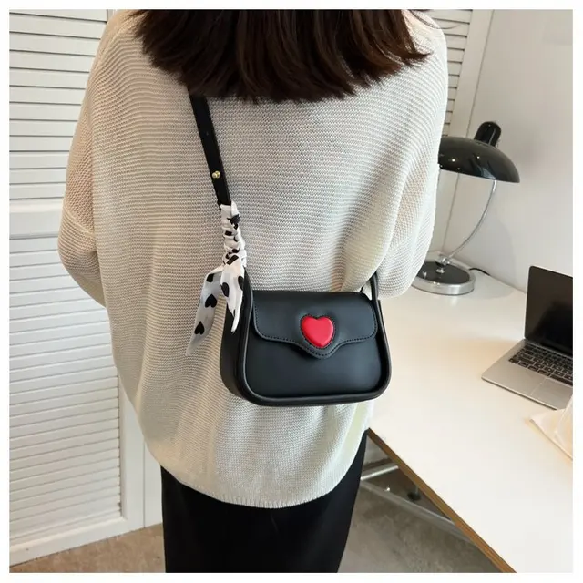 Saddle Bag Small Shoulder Bags for Women Pink PU Leather Heart