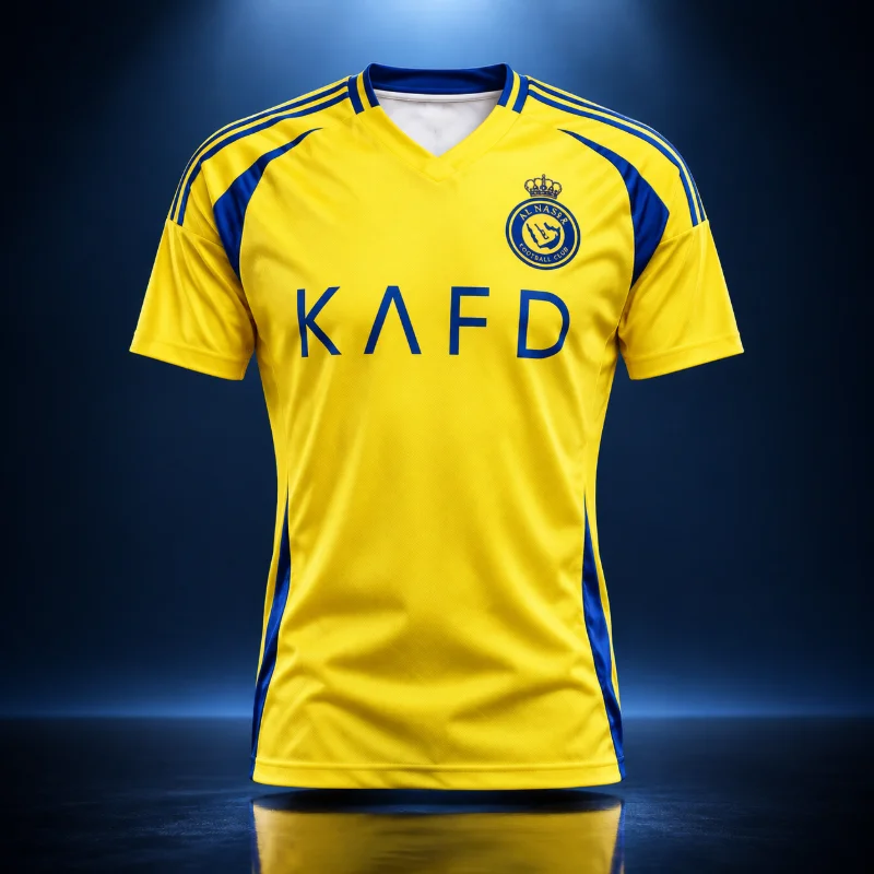 Saudi-Arabien 24-25 Al-Nassr-Stil Fußballtrikot Kinder Kurzarm Fußballshirt Schnelltrocknend Fan-Version Sportmannschaft Uniform Oberteil