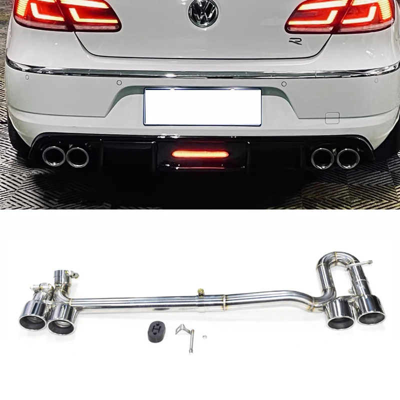 304StainlessSteelCarExhaustTipForVWCCMufflerTips4OutCarbon