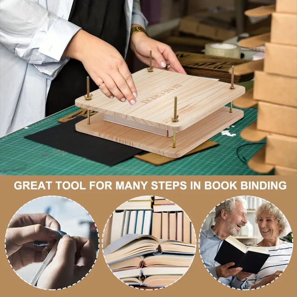 Pressa Per Rilegatura Libri In Legno - 38x28 Cm, Portatile, Per Fai Da Te, Scuola E Ufficio - Foto 4