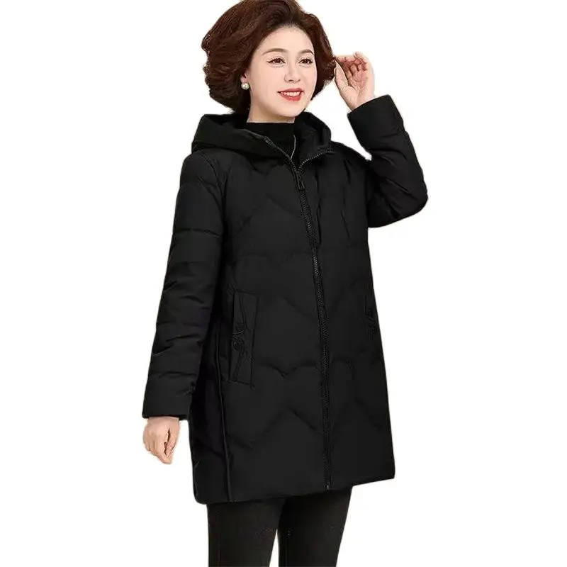 Mother's Down Cotton Jacket Long 2024 New Female's Down Cotton Jacket Middle-Aged And Elderly Women's Winter Warm Outwear Female