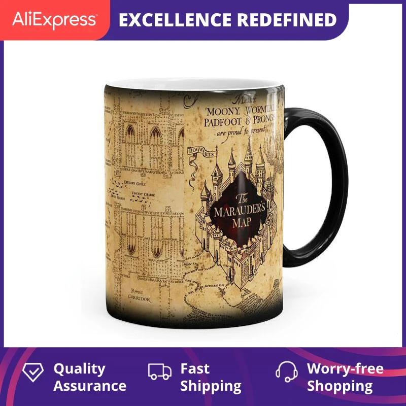Creative Magic Mug,Color Changing Mug Marauders Map Mischief Managed Wine Tea Cup Hot Drink Cup Creative Drinkware Gifts