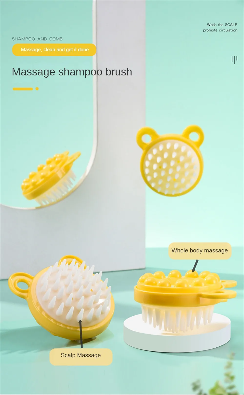 Description Picture 3 of item2/4/6PCS Massage Comb Gentle And Flexible Scalp Massager Relax Scalp Massage Tools Hair Care Trend Cleaning Brush Deep Cleaning