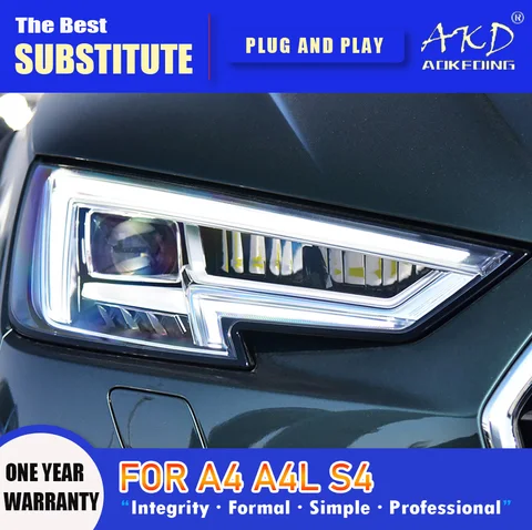 AKD Head Lamp for Audi A4 B9 LED Headlight 2017-2021 Headlights A4L RS4 S4 DRL Turn Signal High Beam Angel Eye Projector Lens
