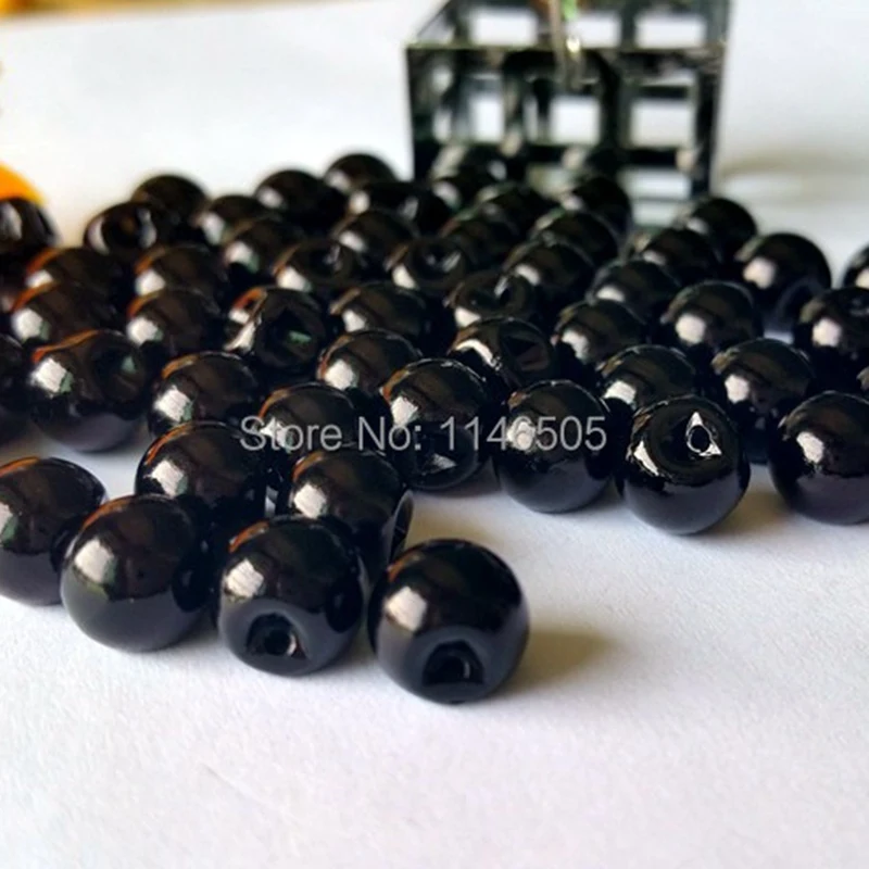 50pcs/lot 8mm side hole pearl buttons for Craft clothes sewing Black DIY sewing eye doll toy eye. 6
