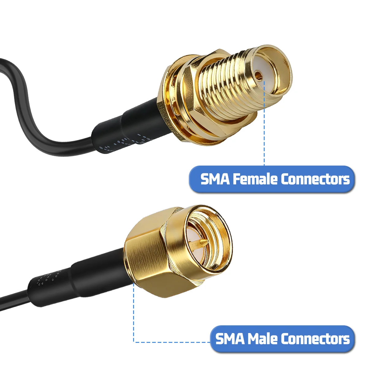 ABBREE SMA - SMA 동축 안테나 연장 케이블 WiFi 안테나/라우터/RG174 네트워크 카드용 남성-여성 동축 피더 와이어