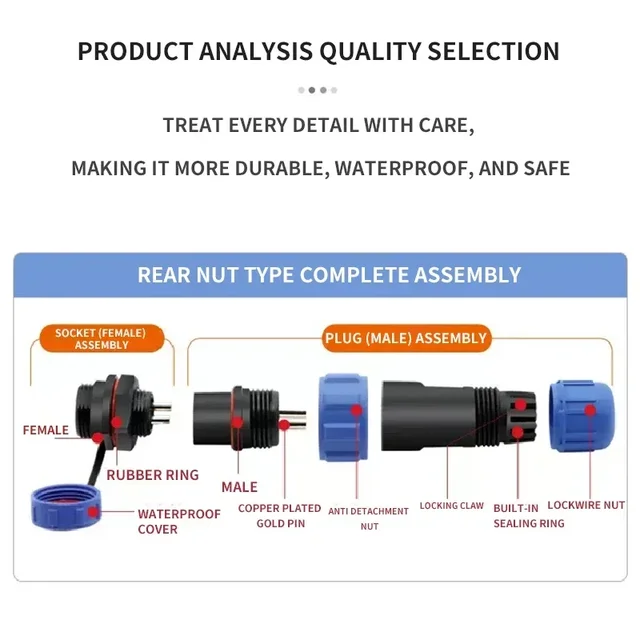 5 Sets SP17 Waterproof Connector IP68 Aviation Plug Male Female Socket Set Docking Electric Panel Install 2/3/4/5/7/9 Pin 2