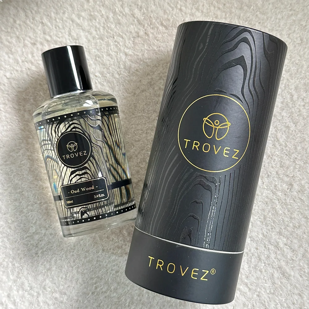 TROVEZ Oud Wood Eau De Parfum 100 Ml Parfüm, Reichhaltiges Holzton-Parfüm Für Herbst Und Winter, Körperspray Kostenlos, 2 Stück 2 Ml Proben_voghion.com