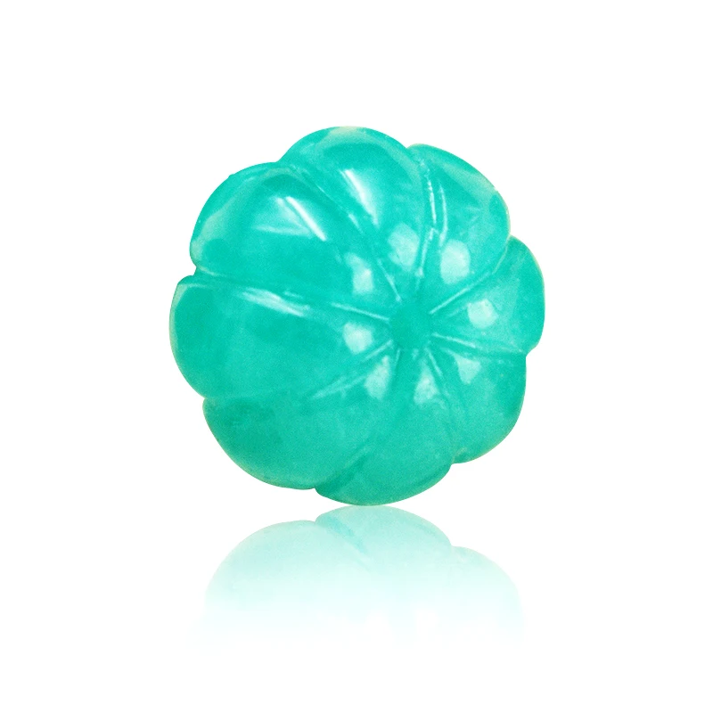 ONE PIECE full hole  loose beads green Amazonite carved round/pumpkin  for making jewelry necklace  FPPJ wholesale 3