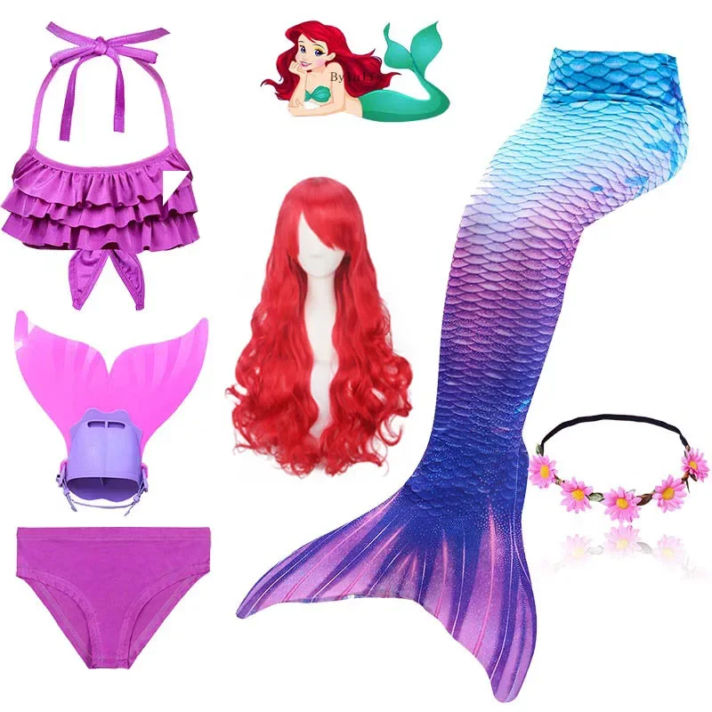 Children-Swimmable-Mermaid-Tail-for-Kids-Swimming-Swimsuit-Bathing-Suit-Tail-Mermaid-Wig-for-Girls-wigs