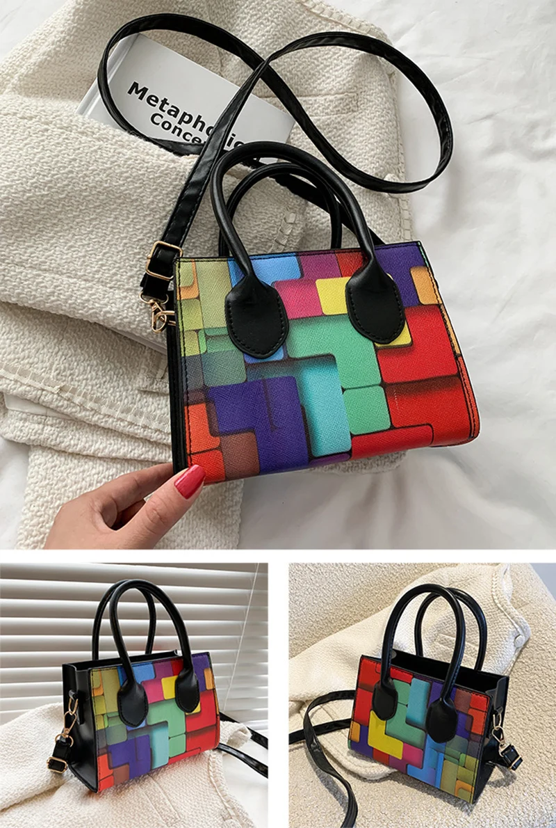 JEALOVE Fashion Small Square Shoulder Bags For Women Hit Color Rainbow