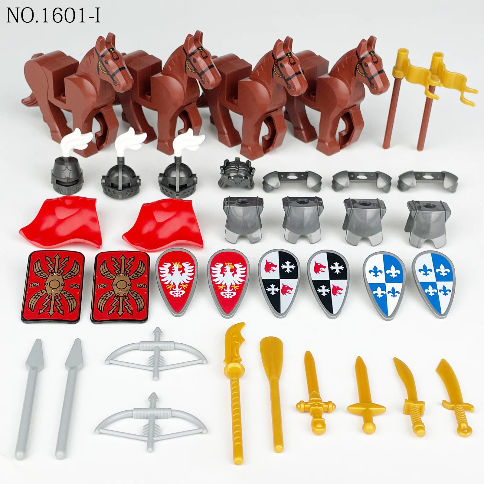 

Small Granule Medieval Knight Weapon Equipment Figures Educational Building Blocks Accessories DIY Model Bricks Kids Toys Gifts