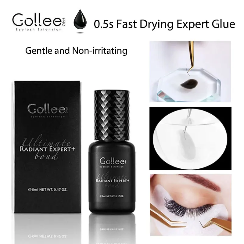 Gollee Glue for Eyelashes 0.5s eyelash Extensions professional eyelash adhesive Waterproof lash supplies for Salon Eyelash glue