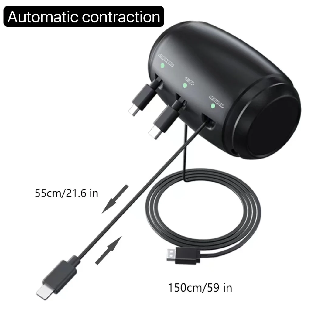 Car Headrest Style Phone All In 1 Retractable Charging Cable Auto 3 in 1 Micro USB Lightning Type-C Power Car Charging Station