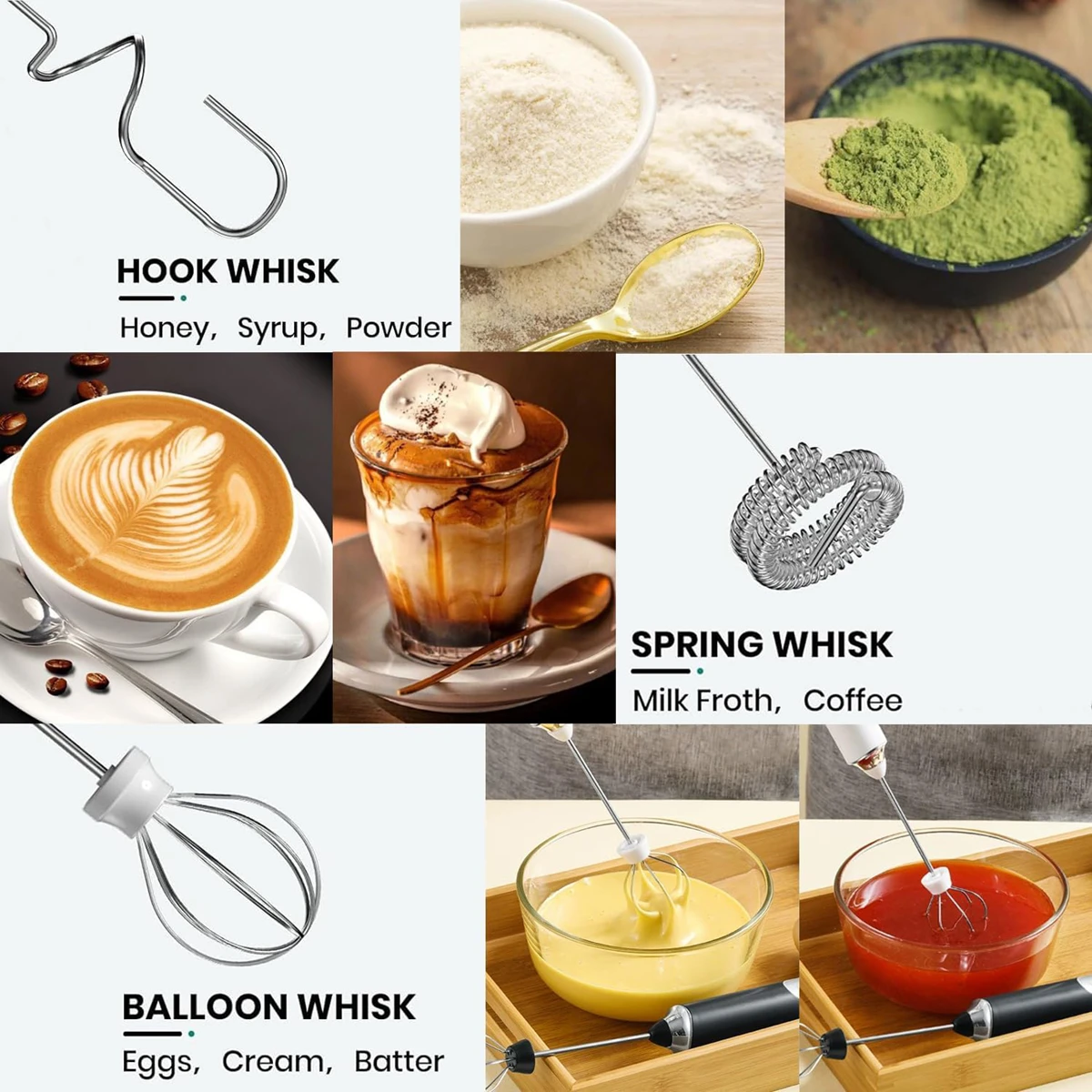 Handheld Milk Coffee Frother Rechargeable Electric Whisk Drink Mixer For Latte Cappuccino Hot Chocolate Egg Kitchen Whisk Gadget 2